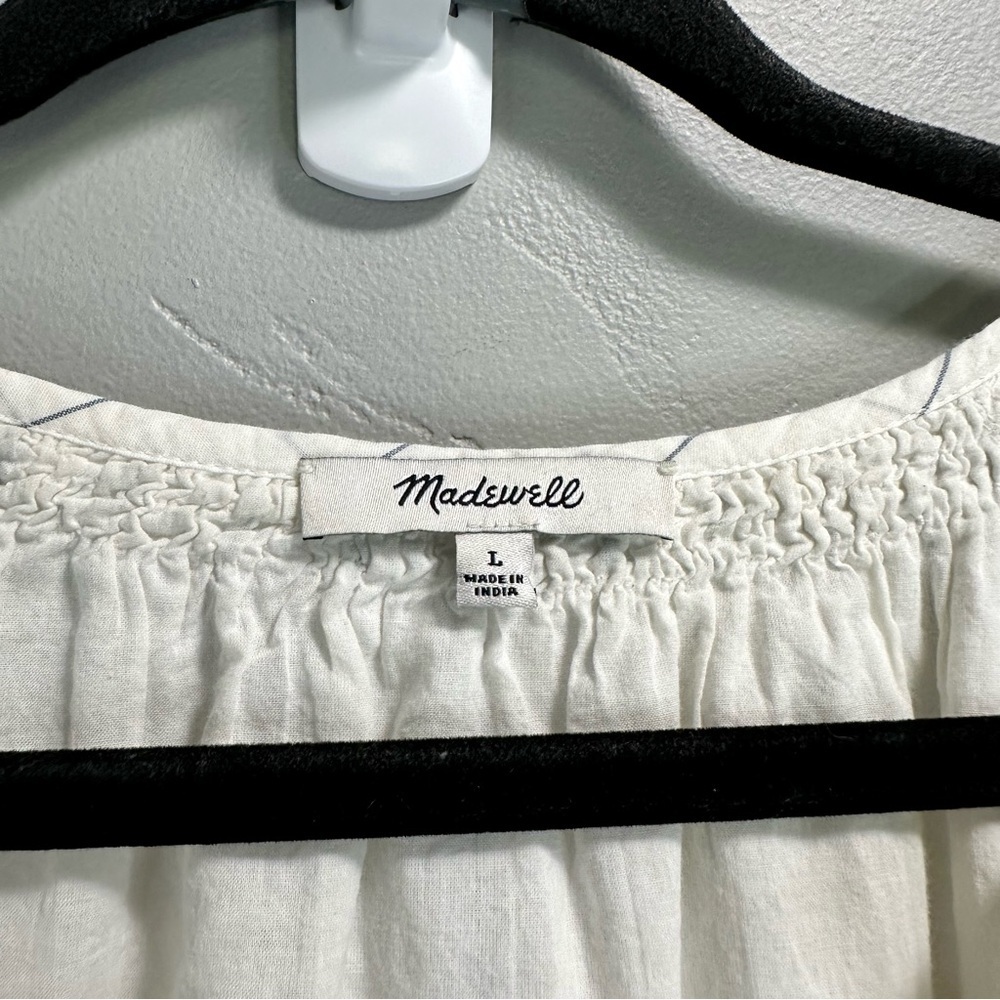 Madewell Embroidered Keyhole Tiered Midi Dress in Stripe - Picture 6 of 10